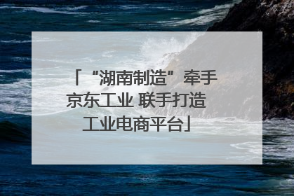 “湖南制造”牵手京东工业 联手打造工业电商平台