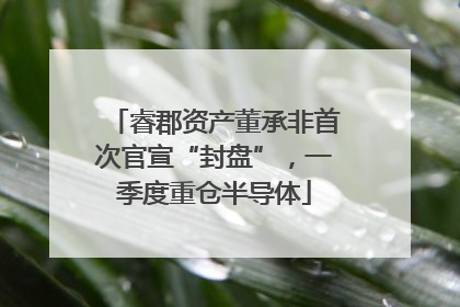睿郡资产董承非首次官宣“封盘”，一季度重仓半导体