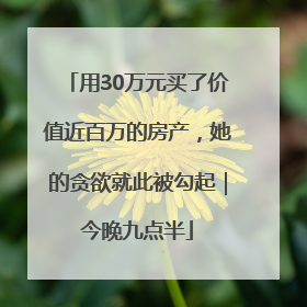 用30万元买了价值近百万的房产，她的贪欲就此被勾起｜今晚九点半