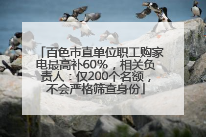 百色市直单位职工购家电最高补60％，相关负责人：仅200个名额，不会严格筛查身份