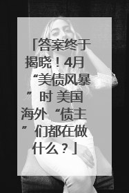 答案终于揭晓！4月“美债风暴”时 美国海外“债主”们都在做什么？