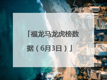福龙马龙虎榜数据（6月3日）