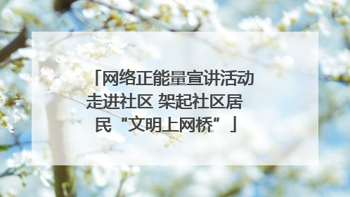 网络正能量宣讲活动走进社区 架起社区居民“文明上网桥”