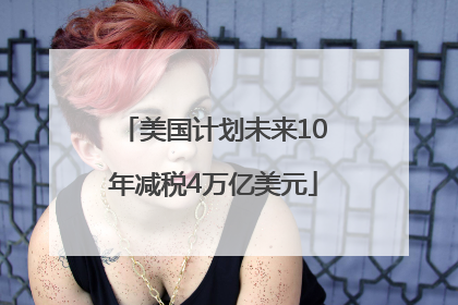 美国计划未来10年减税4万亿美元