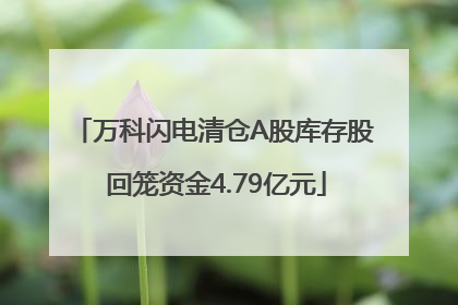 万科闪电清仓A股库存股 回笼资金4.79亿元