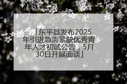 东平县发布2025年引进急需紧缺优秀青年人才初试公告，5月30日开展面谈
