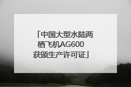 中国大型水陆两栖飞机AG600获颁生产许可证