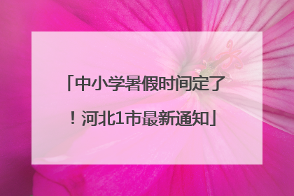 中小学暑假时间定了！河北1市最新通知