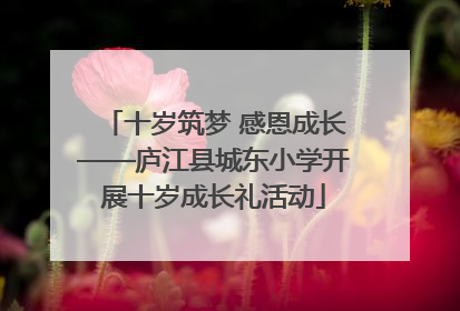 十岁筑梦 感恩成长——庐江县城东小学开展十岁成长礼活动