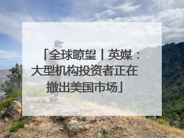 全球瞭望丨英媒：大型机构投资者正在撤出美国市场