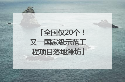 全国仅20个！又一国家级示范工程项目落地潍坊