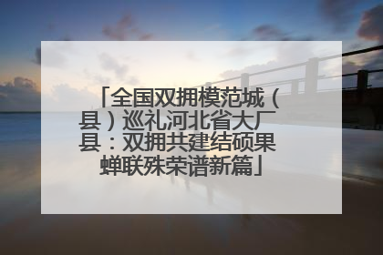 全国双拥模范城（县）巡礼河北省大厂县：双拥共建结硕果 蝉联殊荣谱新篇