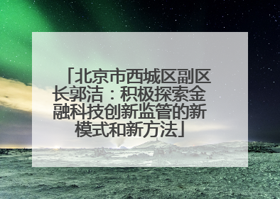 北京市西城区副区长郭洁：积极探索金融科技创新监管的新模式和新方法