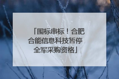 围标串标！合肥合能信息科技暂停全军采购资格