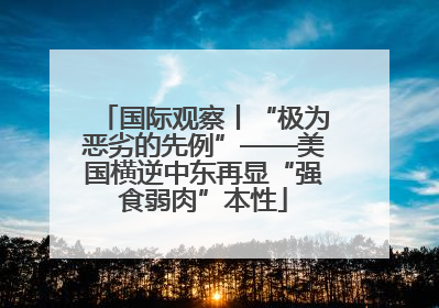 国际观察丨“极为恶劣的先例”——美国横逆中东再显“强食弱肉”本性