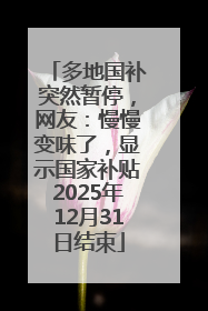 多地国补突然暂停，网友：慢慢变味了，显示国家补贴2025年12月31日结束
