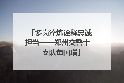 多岗淬炼诠释忠诚担当——郑州交警十一支队董国瑞
