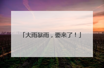 大雨暴雨，要来了！