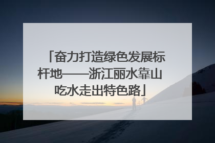 奋力打造绿色发展标杆地——浙江丽水靠山吃水走出特色路