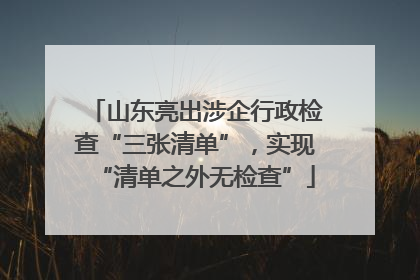 山东亮出涉企行政检查“三张清单”，实现“清单之外无检查”