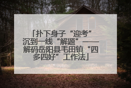 扑下身子“迎考” 沉到一线“解题”——解码岳阳县毛田镇“四多四好”工作法