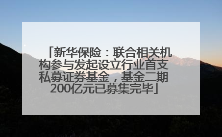 新华保险：联合相关机构参与发起设立行业首支私募证券基金，基金二期200亿元已募集完毕