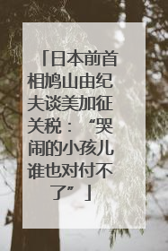 日本前首相鸠山由纪夫谈美加征关税：“哭闹的小孩儿谁也对付不了”