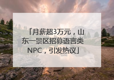 月薪超3万元，山东一景区招募语言类NPC，引发热议
