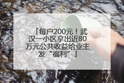 每户200元！武汉一小区拿出近80万元公共收益给业主发“福利”