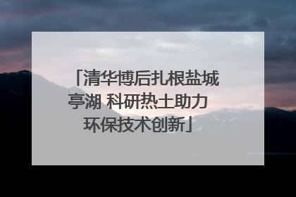 清华博后扎根盐城亭湖 科研热土助力环保技术创新