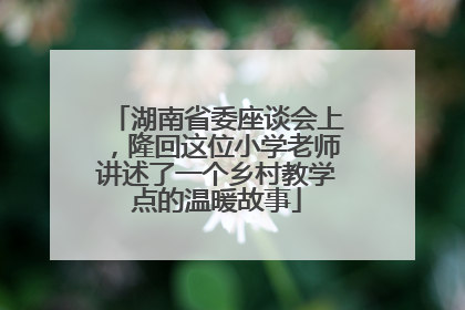 湖南省委座谈会上，隆回这位小学老师讲述了一个乡村教学点的温暖故事