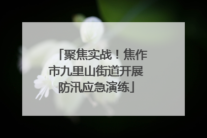 聚焦实战！焦作市九里山街道开展防汛应急演练
