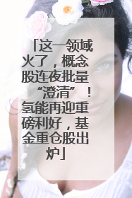 这一领域火了，概念股连夜批量“澄清”！氢能再迎重磅利好，基金重仓股出炉