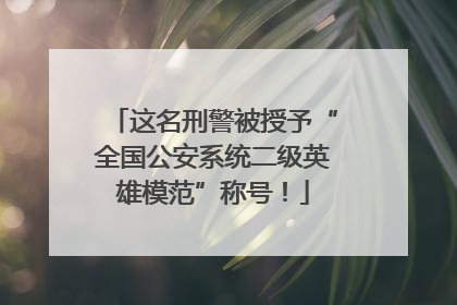 这名刑警被授予“全国公安系统二级英雄模范”称号！