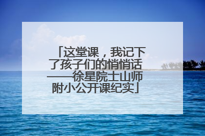 这堂课，我记下了孩子们的悄悄话——徐星院士山师附小公开课纪实