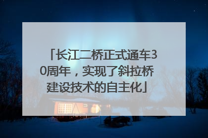 长江二桥正式通车30周年，实现了斜拉桥建设技术的自主化