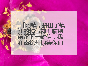 阿镇，拼出了镇江的精气神！临别前留下一封信：我在南徐州期待你们的到来