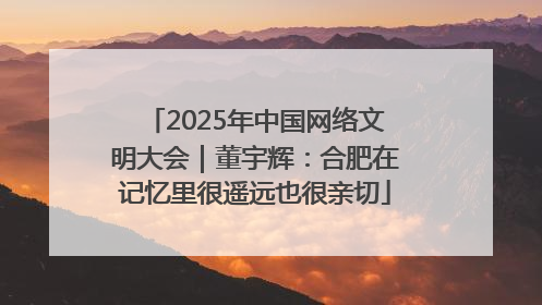 2025年中国网络文明大会｜董宇辉：合肥在记忆里很遥远也很亲切